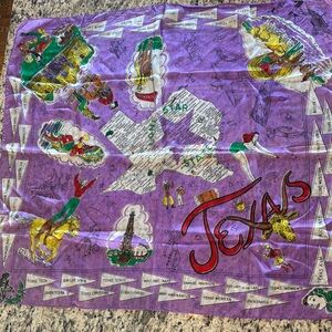 Vintage Texas Souvenir Silk Scarf 30”X30”